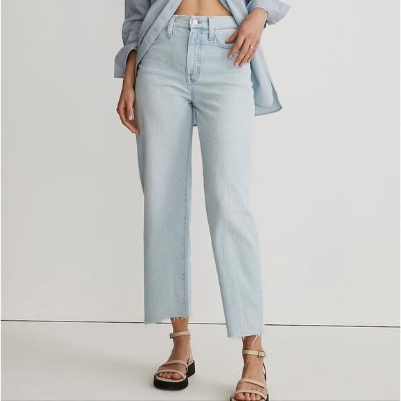 NWT Madewell Perfect Vintage Wide-Leg Crop Jean 33P High Rise 90s Light Denim - Picture 1 of 13